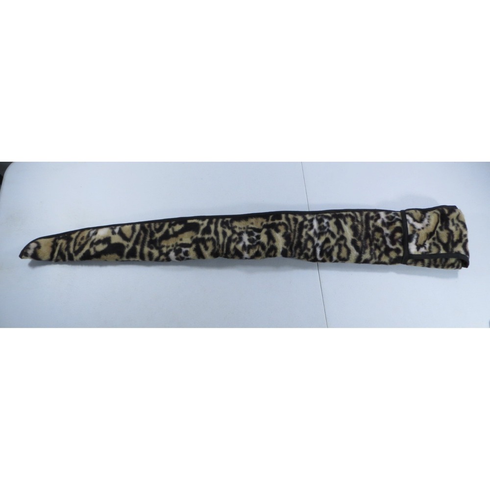 Vintage Leopard Print Fleece Orange Satin Lined Rifle Shotgun Sock Case Bag 48"